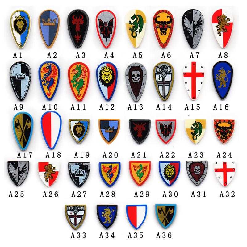 MOC Mittelalterliche Bausteine Charakter Ritter Krieger Zubehörset Helm Schulterrüstung Schild Bogen Pfeil Stein Geschenk Spielzeug X022