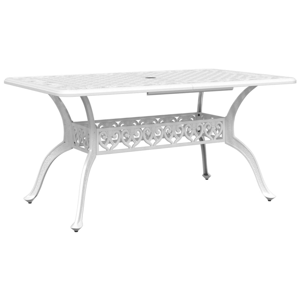Vidaxl Garden Table, White, 150X90X72 Cm, Cast Aluminum