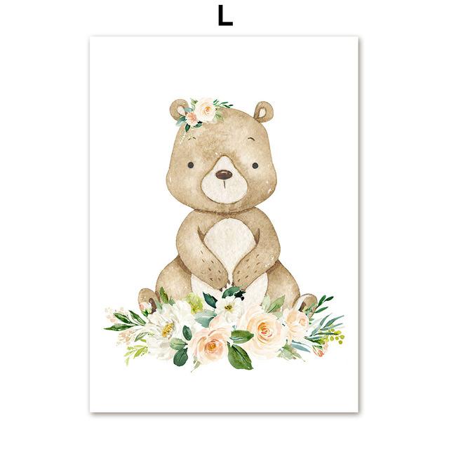 Rainbow Deer Fox Bear Posters Prints Pictures Canvas Boho Art Nursery Wall Decoration Home Paintings Baby Kids For Living Room No Frame