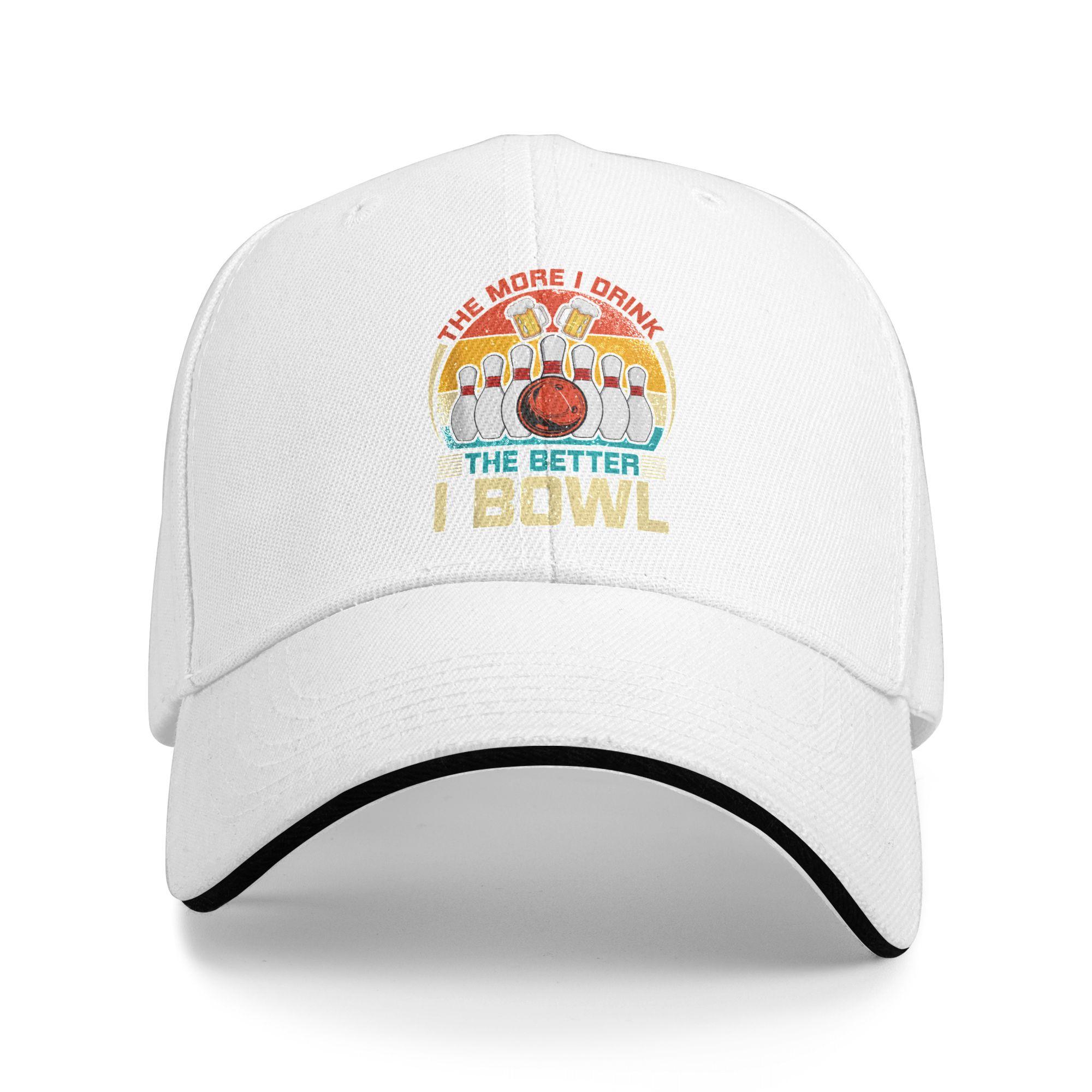 Bowling Beer Lover The More I Drink The Better I Bowl Baseball Cap  Casual Men Hip Hop Hats Print Hiking Fishing Baseball Caps One Size белый