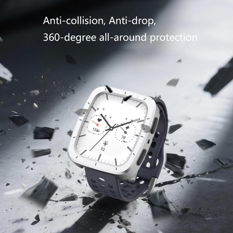 Watch Cover Full Coverage Shell for Active 2 Square/2s Scratchproof Metal Bumper Frame Case Housing Easy Installation