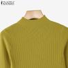 ZANZEA Autumn Spring Women Mockneck Long Sleeve Stretch Rib Knitted Sweater Undershirts