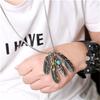 New Silver Color Taiko Chain Set Chain Style Turquoise Feather Necklace Women's Sweater Chain Fashion Jewelry Accessories Gifts
