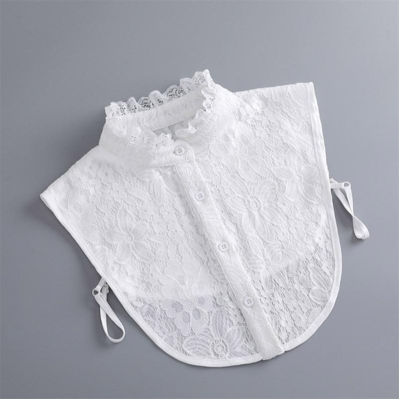 Lace Ruffle Faux Collar Decorative Collar for Dress Suit Removable False Collar Universal Shawl Elegant Sweater Collar