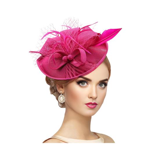 Topper Hat Retro Style Imitation Linen Women Headwear Bows Feathers Mesh Accents Fascinator Hat Hair Accessory