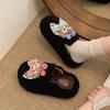 Fashion, lightweight and cute cartoon thick-soled fluffy slippers for women to wear winter velvet bag head slippers