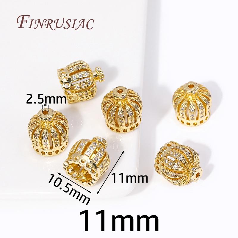9/11/13MM 18K Gold Plated Brass with Zircon Crown Beads Caps Tassel Caps For DIY Earrings Charms Jewelry Making Components