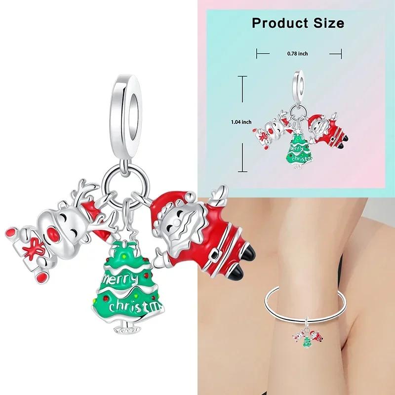 Christmas Charms Copper Christmas Tree Santa Claus Ice Boot Snowflake Pendant Beads Fit Bracelet Diy Jewelry