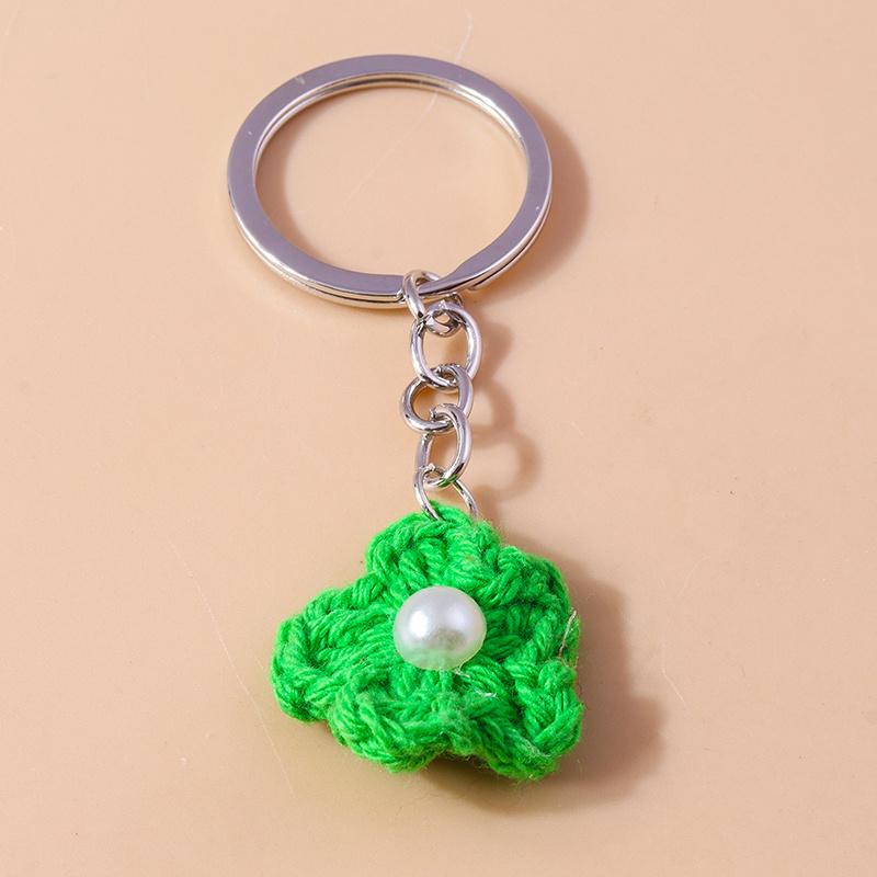 Aihua Hot New Handmade Knitted Keychain Keyring For Women Girl Cute Crocheted Flower Pendants Car Key Ring Handbag Charms Gifts