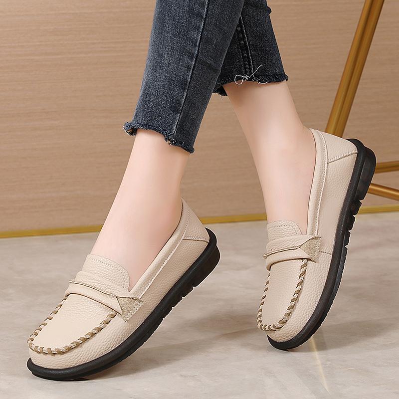 Leather Wedge Women Flats Fashion Black Women Shoe Slip On Women Casual Shoes Moccasins Tenis Chaussure Femme Plus Size