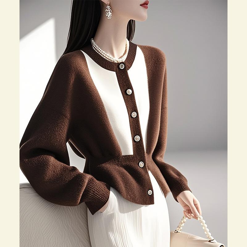 

Весенний коричневый вязаный кардиган, нижнее белье, топ, ленивый свитер с длинными рукавами для женщин XL