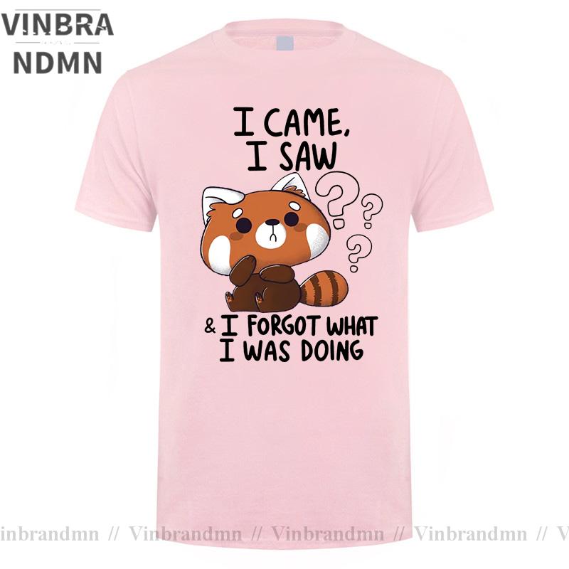 Funny Red Panda T Shirts Humor Cartoon Raccoon I Came I Saw I Forgot What I Was Doing Tshirt Streetwear Hip Hop Harajuku Tshirt