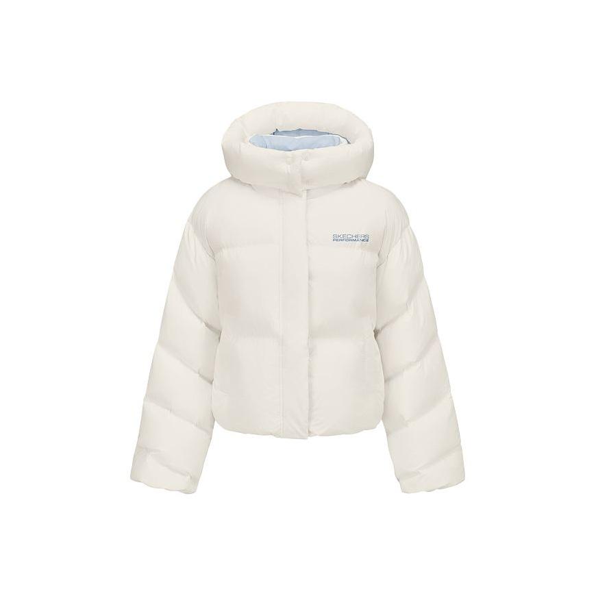Skechers Windproof Waterproof Oil Resistant Warm Insulated Short Duck Down Jacket Women outerwear Cotton-White P425W093-0074 M