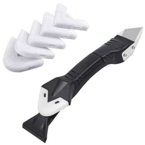 

Caulking Tool Kit, Silicone, Rubber, Stainless Steel Finish Cutter, 3-in-1 Caulking Spatula, Caulk Remover Cutter, Silicone Scraper with Interchangeab