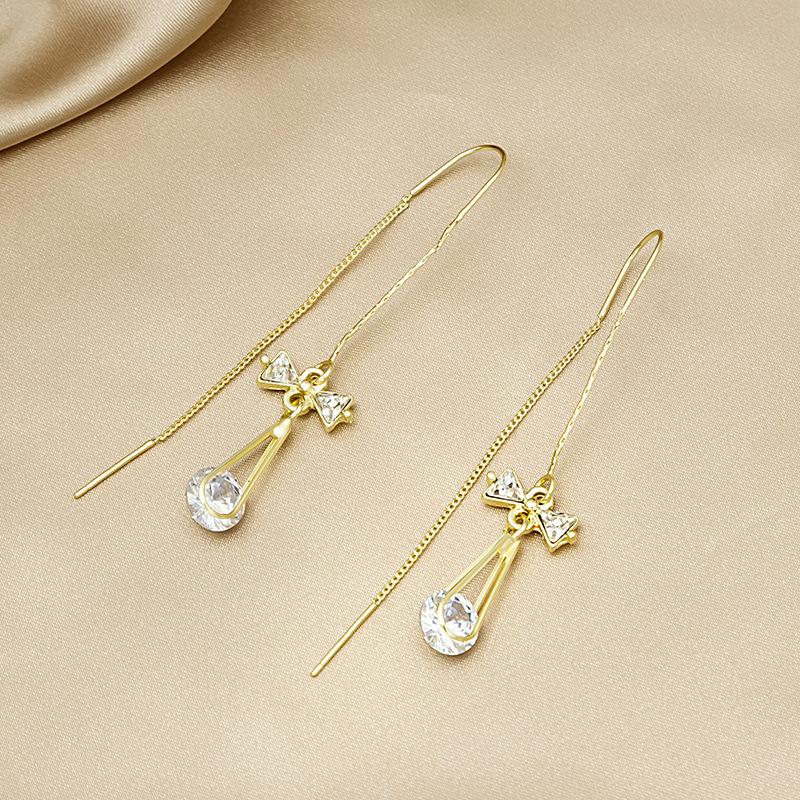 Fairy Butterfly Fringed Earrings Collection, Metal Wind Diamond Chain Earrings Exaggerated And Thin Stud Earrings