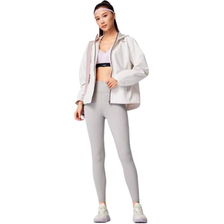 Li Ning Fitness Series Windproof Water-Repellent UV-Resistant Loose Hooded Windbreaker Women Outerwear AFDW102-9