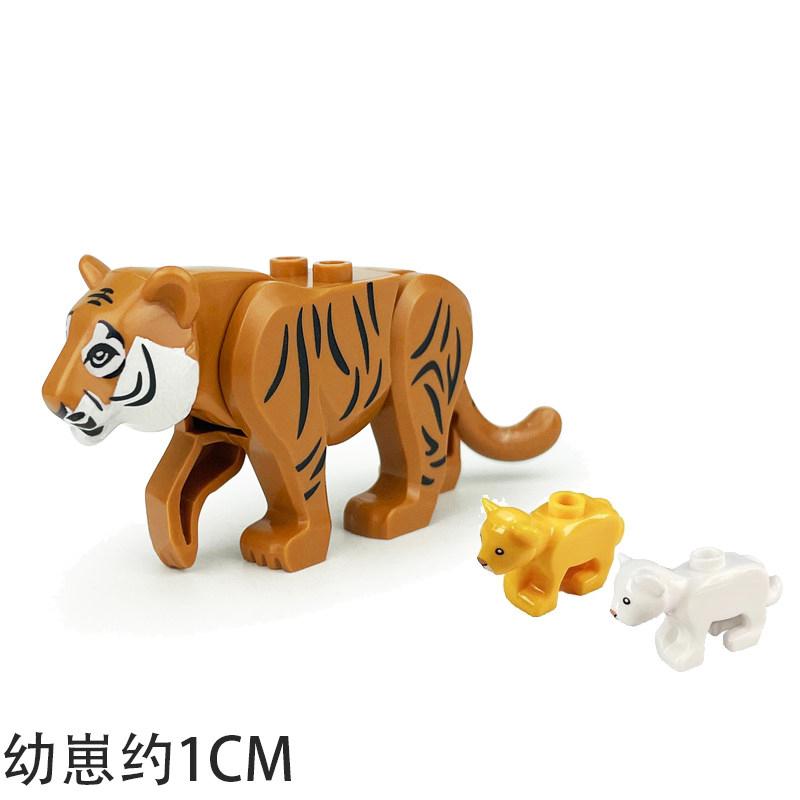 MOC Zoo Animals Building Blocks African Elephant Camel Deer Wolf Crocodile Tiger Lion Sheep Warhorse Mini Brick Kid Toy Gift S06