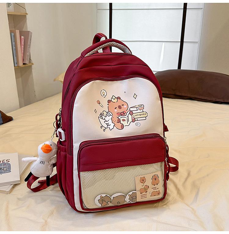 School bag high value cute cartoon kapibara - grade back large capacity