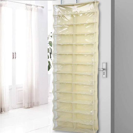Over The Door Shoe Rack Hanging Shoe Organizer with 26 Large Pockets Foldable Over-the-Door Storage Bag for Closet Door Dormitory