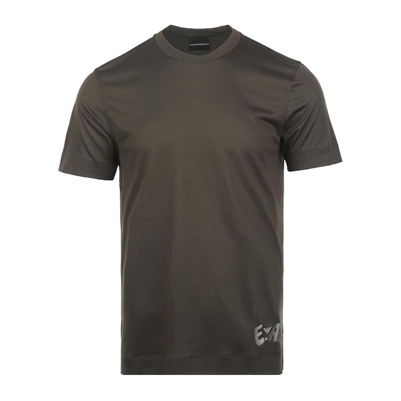 

Emporio Armani Ss26 Logo Embroidered Lightweight Comfortable Lyocell Short Sleeve T-Shirt Men tops Brown EM005281AF13747M6397 XS