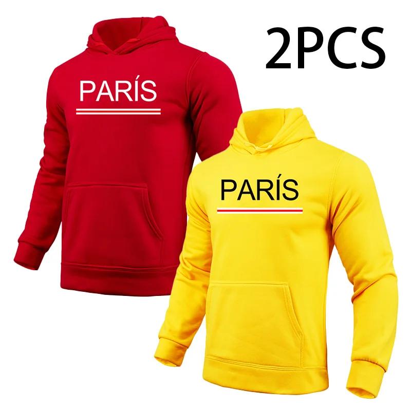 2 in 1 Hoodie für Herren Paris Print Herbst Winter Täglich Lässig Sport Jogging Sweatshirt Zuhause Outdoor Komfort Warm Mode Pullover