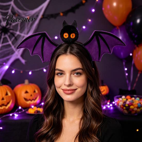 Halloween Vampire Theme Headband Bat Hairband, Plush Wing Gothic Style Headband, Versatile Costume Accessory Cosplay Party Accessories for Women