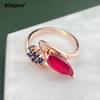 SIMJOO Zircon Ring Fashion Horse Eye Pigeon Gemstone Ring for Women