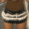Resin Buckle Leopard Print Plush Belt Furry Jazz Dance Costumes Accessory  Streetwear