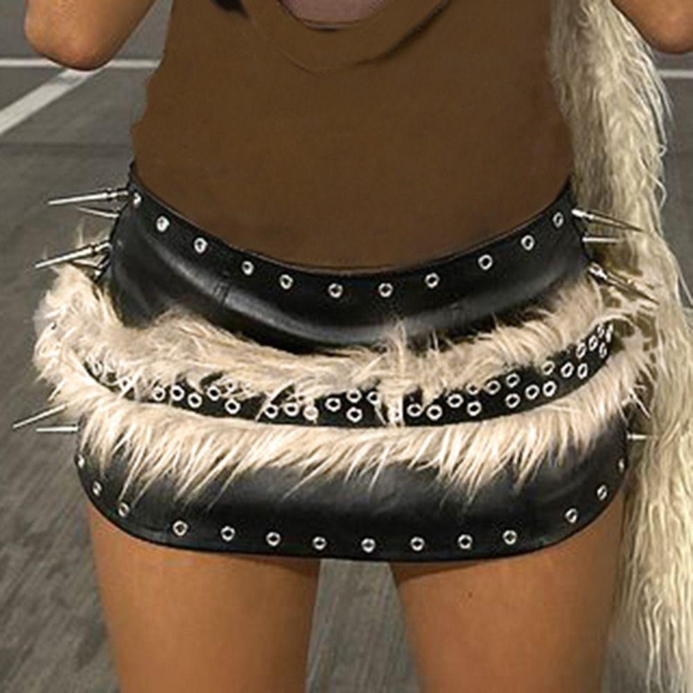 Resin Buckle Leopard Print Plush Belt Furry Jazz Dance Costumes Accessory  Streetwear