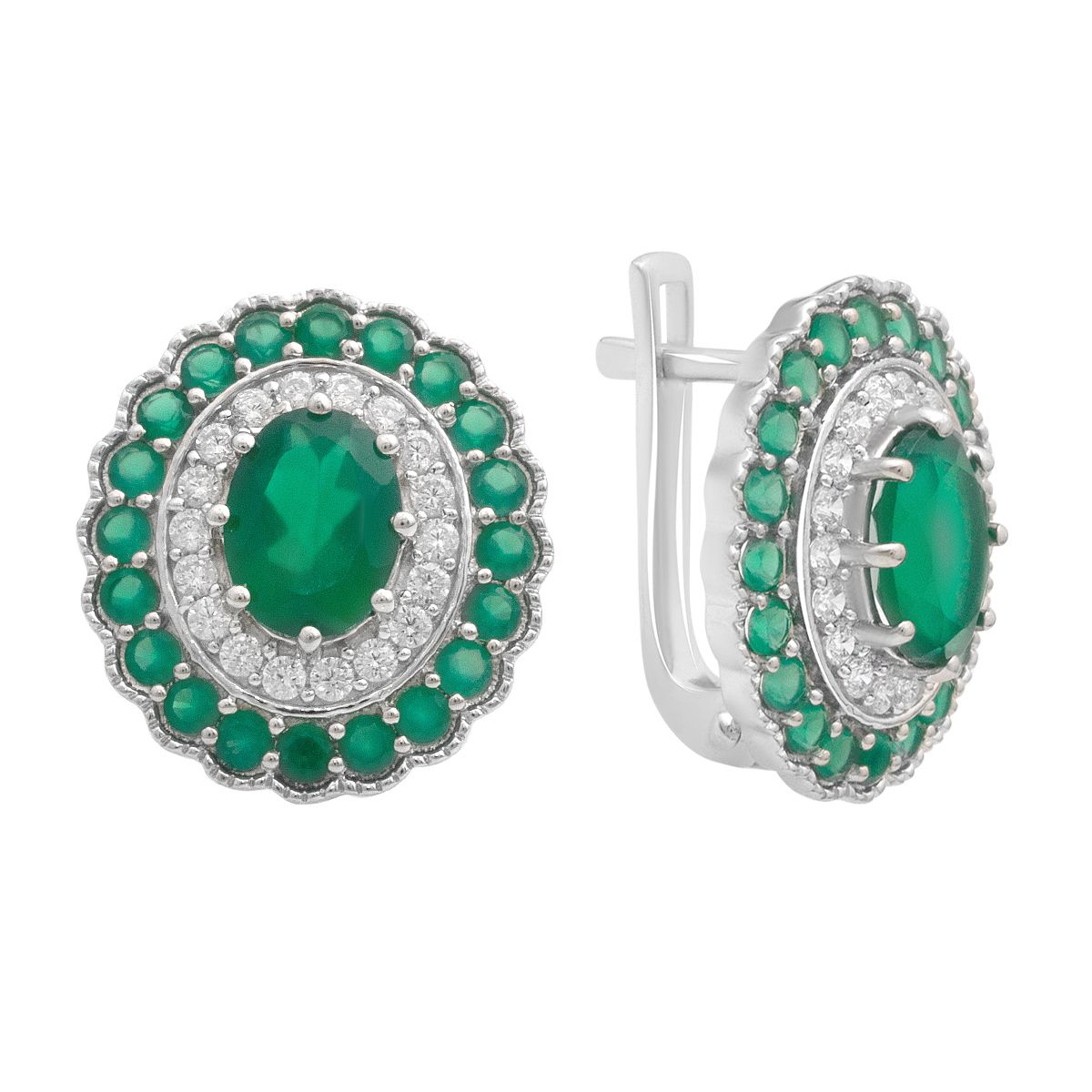 

Silver earrings with natural agate 4.43ct (2196259) смарагдовий