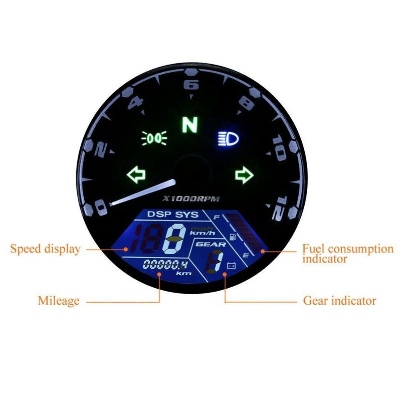 Universal Motorcycle LCD Digital Speedometer 8-18V DC Motorbike Odometer Tachometer Gauge ABS Waterproof Instruments