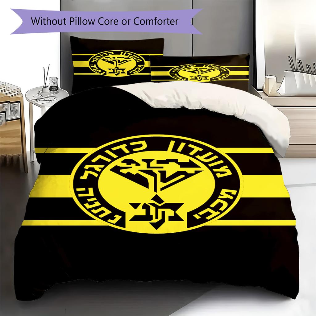 Juego de Ropa de Cama con Patrón del Maccabi Netanya FC Funda Nórdica Funda de Almohada Decoración del Hogar Regalo (1 * funda nórdica + 2 * fundas de almohada, sin núcleo)