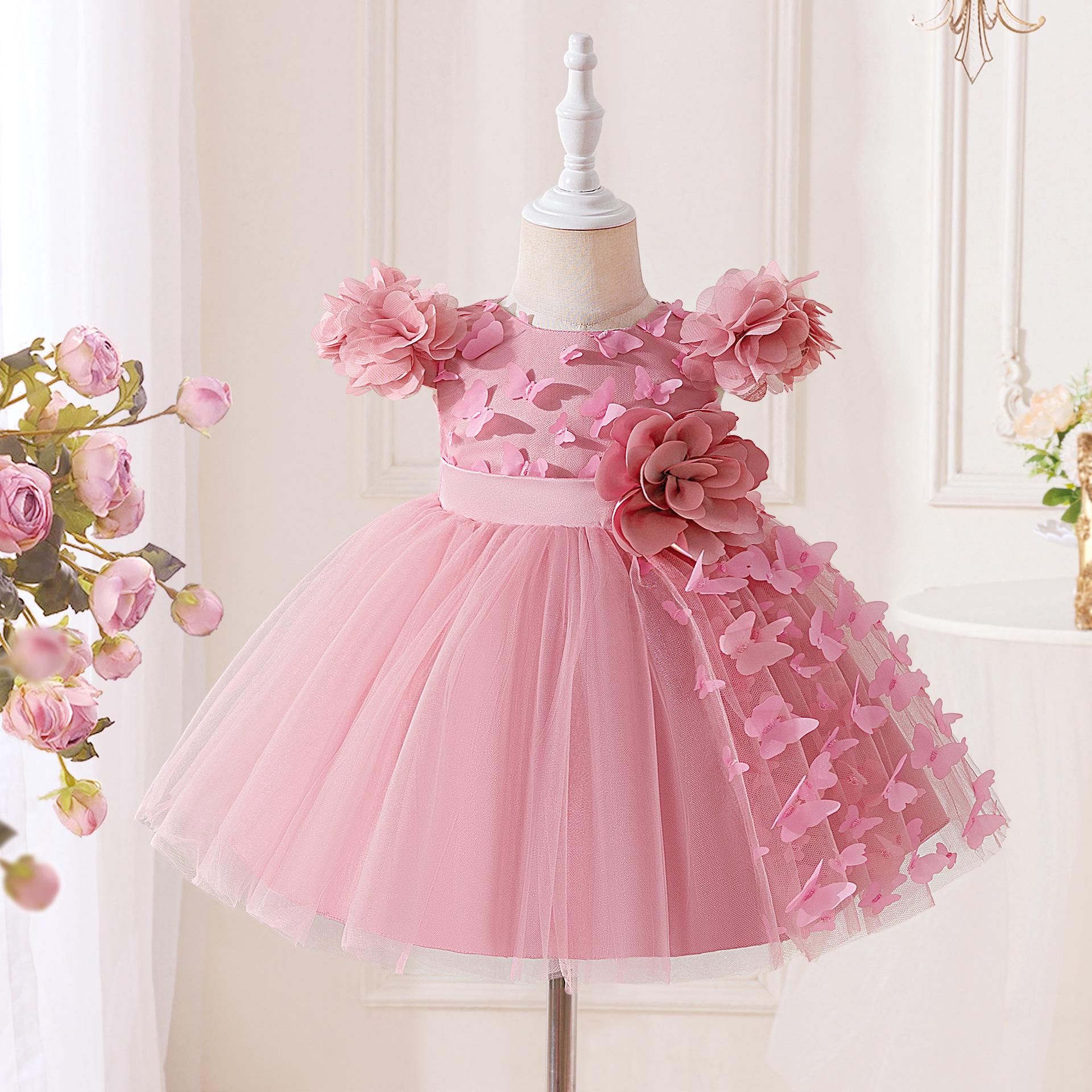 

Girls Formal Mesh Dresses: Baby s First Birthday & Butterfly Princess Wedding Attire 9-12 Months