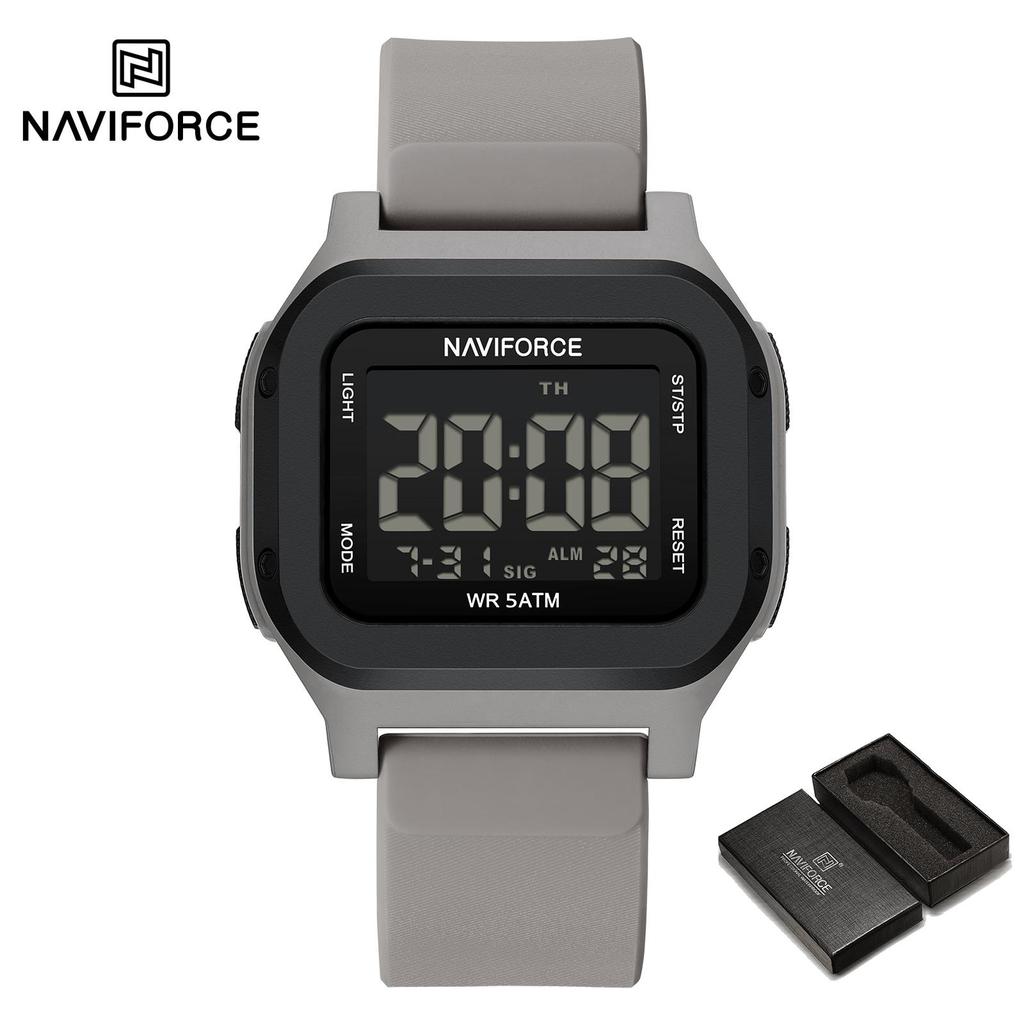 NAVIFORCE Original Men Digital Watch Square Case Silicone Strap Waterproof Calendar Date Chronograph Alarm Men Sports Leisure Watch NF7137