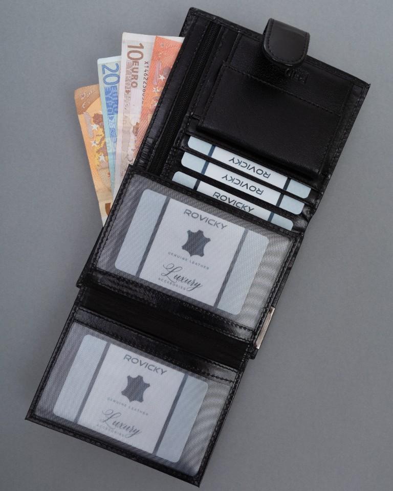 Carteira de Couro Masculina RM-06L-BCF-BP-9564 Preta