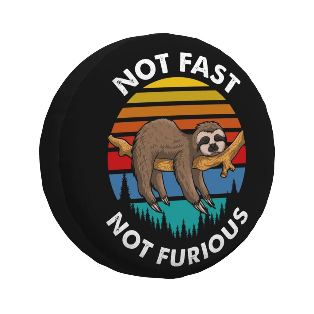 Custom Not Fast Not Furious Sloth Spare Tire Cover for 4WD 4x4 RV Car Wheel Protectors 14" 15" 16" Inch