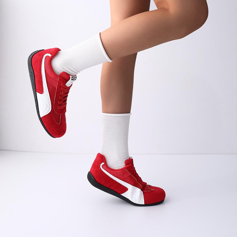 Women's Casual Sneakers Flat Training Shoes with Mesh Panel, Spring Summer Breathable Lace-Up Fashion Shoes