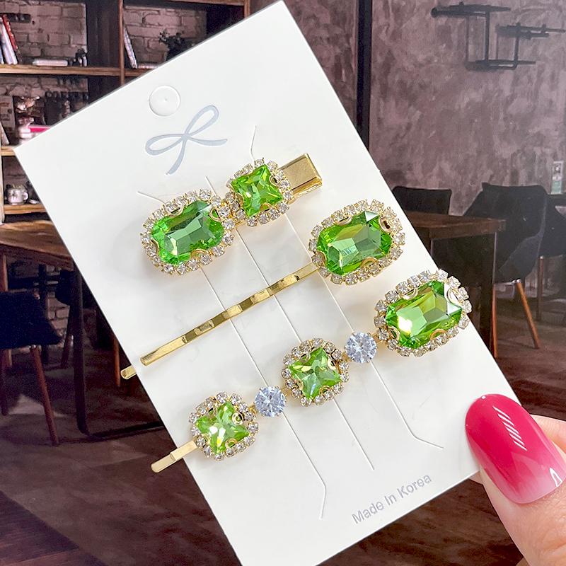 Fashion Shiny Luxury Full Crystal Pearl Women Barrettes Waterdrop Hair Clip Hairgrips Geometric Hair Accessories Korean Headwear