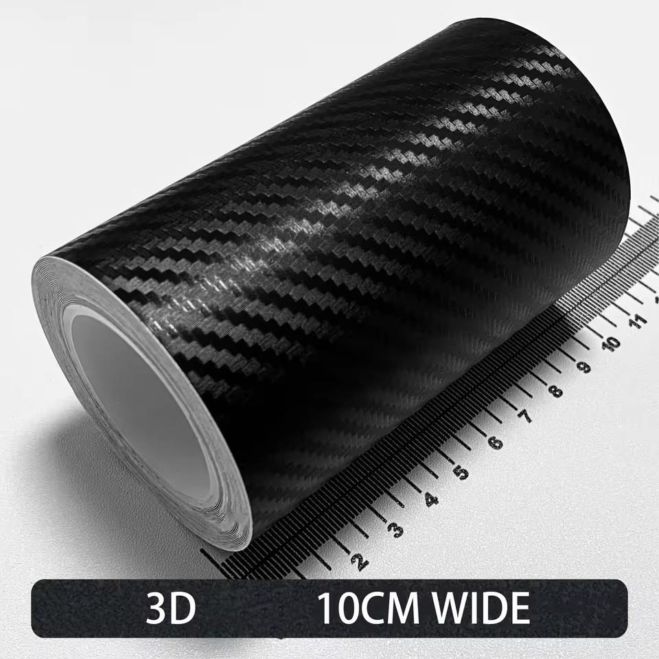 MOBIDEA 3D Carbon Fiber Car Decor Film - Matte Black Self-Adhesive Protective Vinyl Roll 1M-10M Length, 3cm-10cm Width