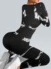 European & American Black & White Tie-Dye Stretch Yoga Jumpsuit - Long, Tight-Fit, Women's All-in-One