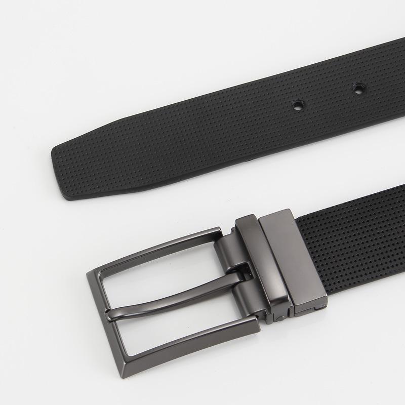

Новый стиль Перфорированный узор Двухслойный кожаный ремень с пряжкой-штифтом Мужской ремень из натуральной кожи Двусторонний Повседневный и модный ремень Вращающаяся пряжка 110-130CM