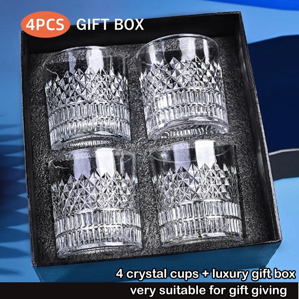 Whiskey Rock Cup Deluxe Gift Set -4-piece, 11 oz Transparent Whiskey Cup, Suitable for Scotch Whisky, Cocktails