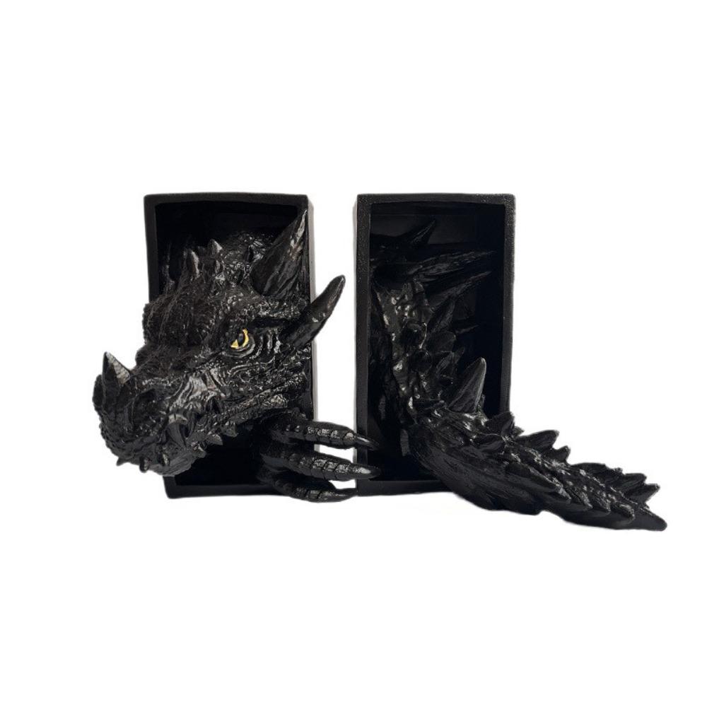 Vintage Dragon-Shaped Book Stand Set 3D Bookshelf Dragon Ornaments File Cabinet