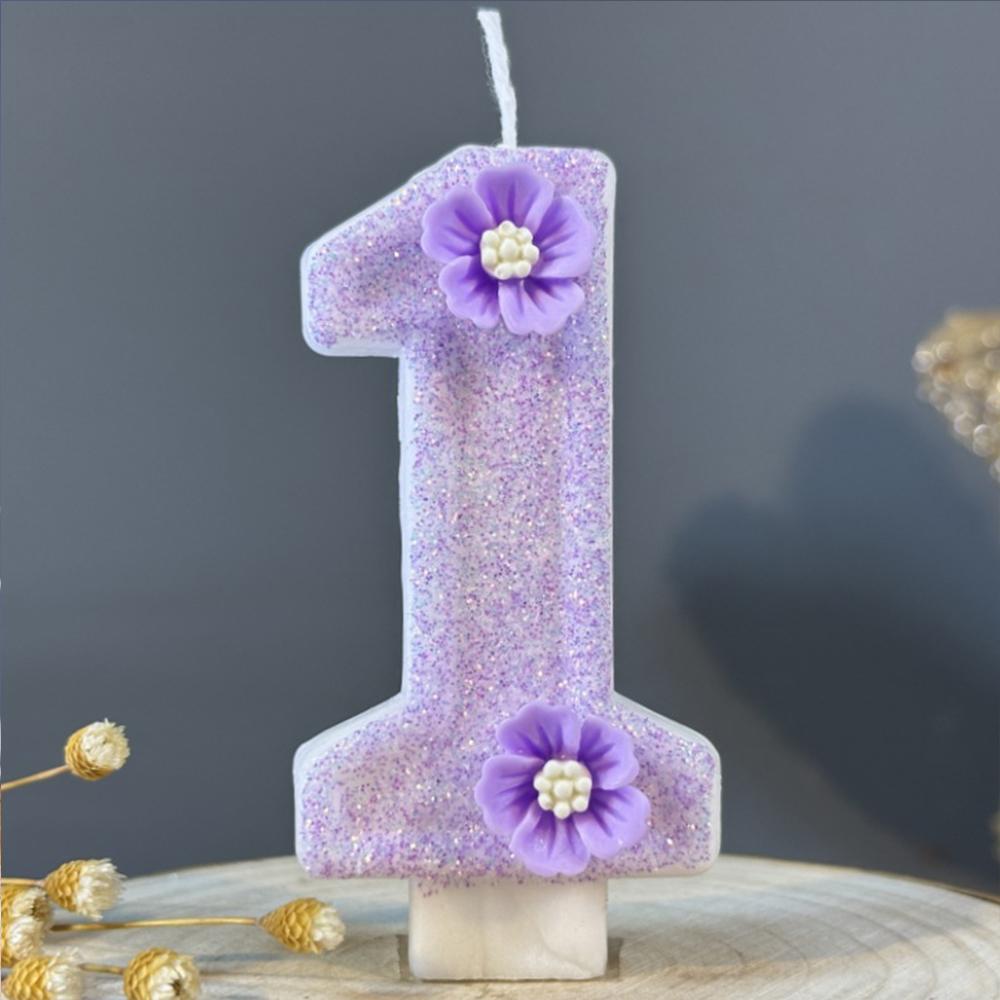 1pc Number 0-9 Candle Cake Topper Butterfly Flower Shaped Birthday Anniversary Party Cake Number Candle Decoration