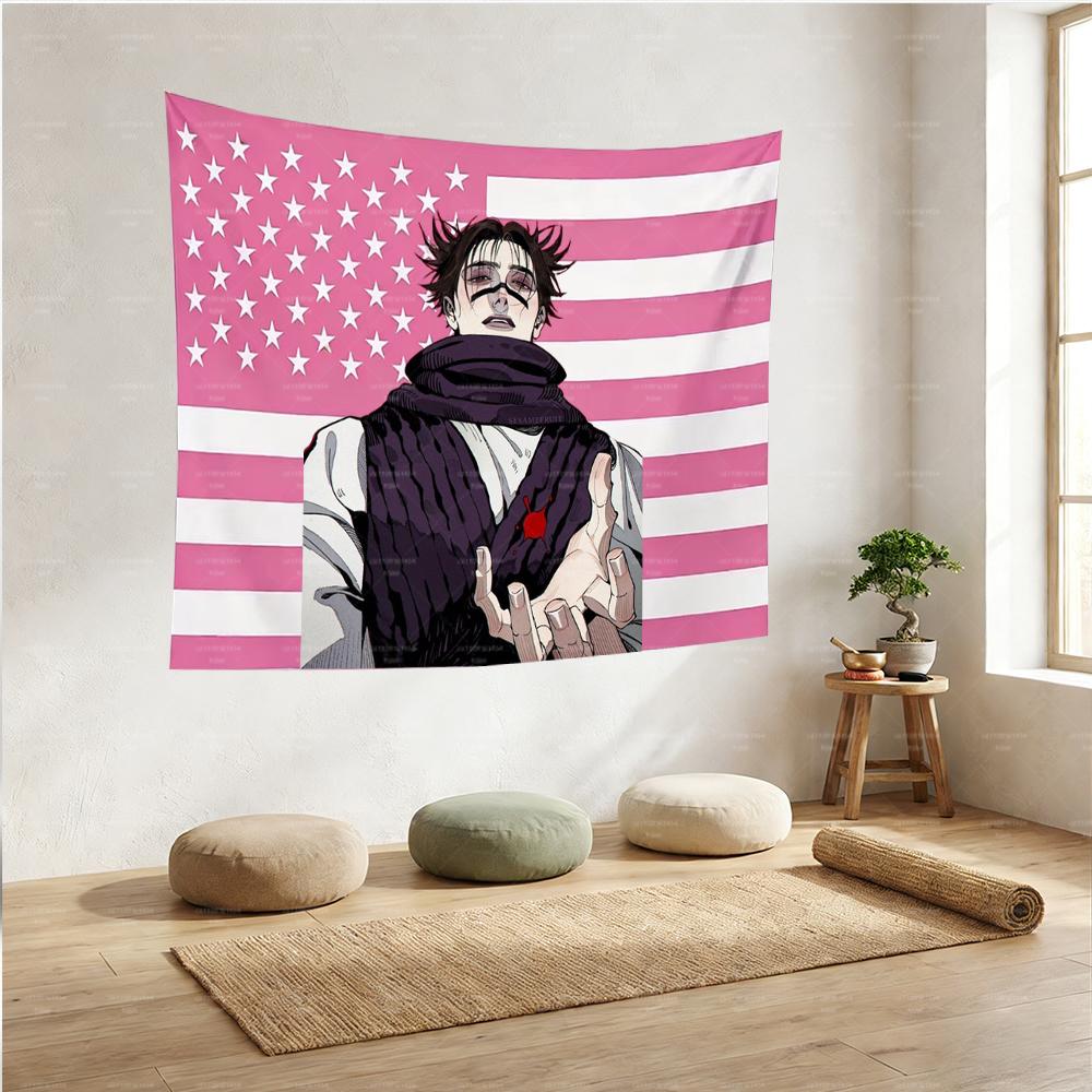 1pc JJujutsu KKaisen CChousou American Flag Wall Art Decor Wall Hanging for Bedroom Dorm Manga Fan Collection Home Decor
