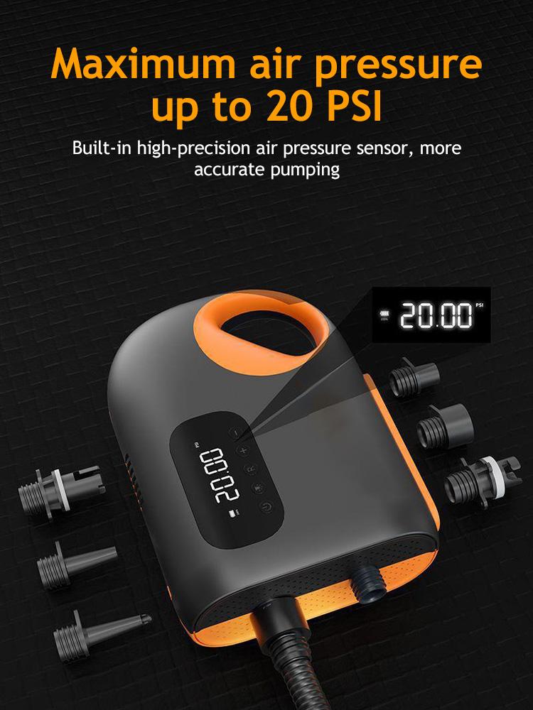 20 PSI přenosné vzduchové čerpadlo nafukovací DC SUP čerpadlo elektrické nafukovací vyfukovací vzduchové čerpadlo pro surfování, paddleboard, loď, kajak