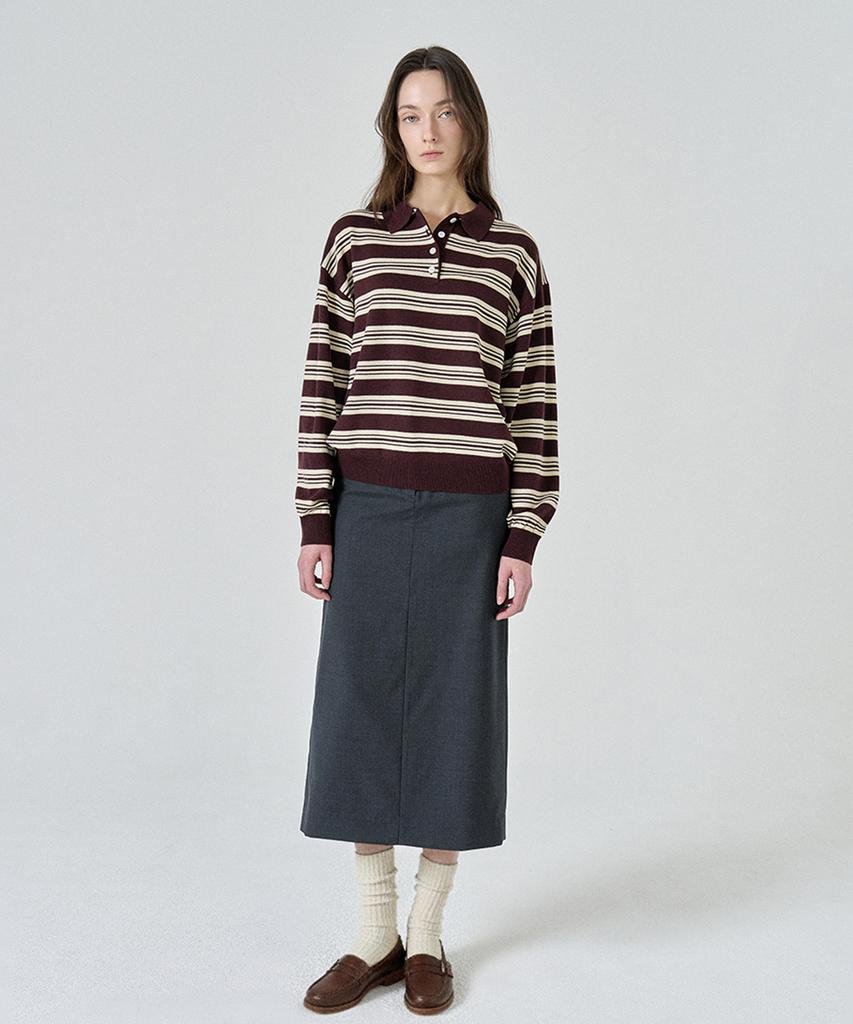 Pilot Deep Slit Wool Skirt (2 Colors)