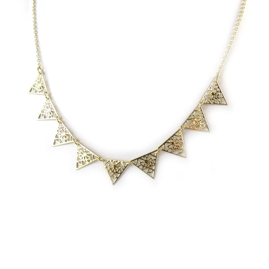 Les Trésors De Lily [N8788] - Golden 'Cleopatra' Designer Necklace (triangles)