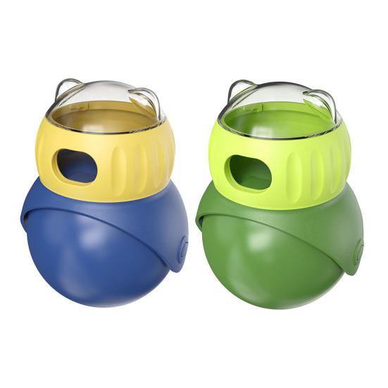 Cat Treat Dispenser Puzzle Toy Interactive Tumbler Puzzle Feeder Auto-Balancing Owl Food Leaking Slow Feeder for Indoor Cats Training