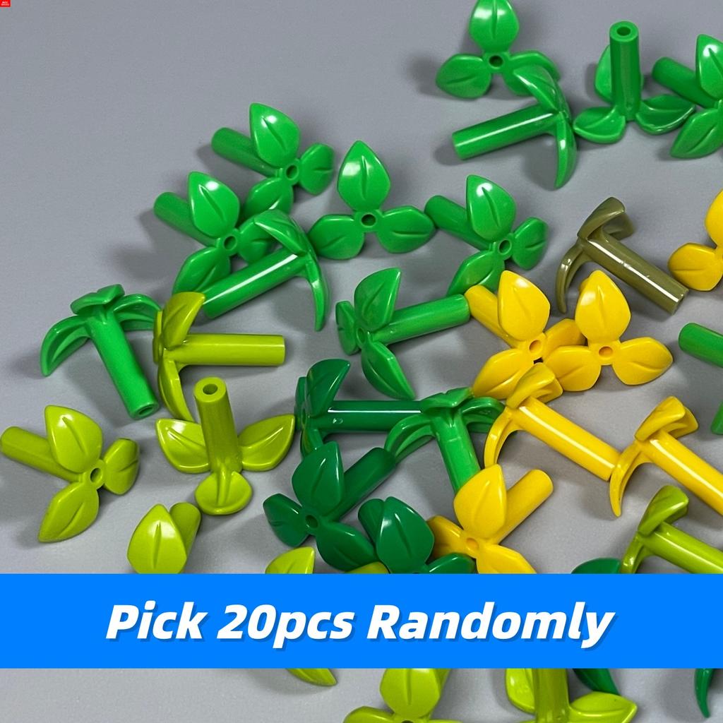Non-Toxic 20Pcs/Lot Moc Bricks 37695 Plant Stem With 3 Leaves And Bottom Pin City House Garden Buildings Blocks Accesories Chilren'S Toys